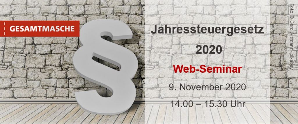 Jahressteuergesetz 2020 – Online-Seminar